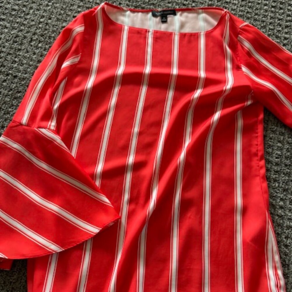 Women's Banana Republic Orange and White Blouse,  Med.